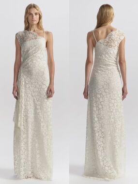 A.L.C. One-Shoulder Lace Gown in Ivory